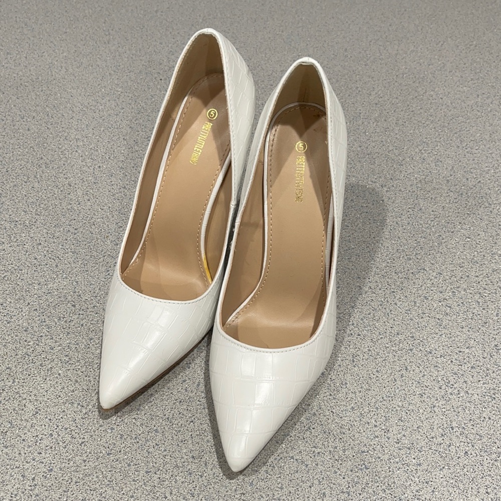 White Snake skin Heels